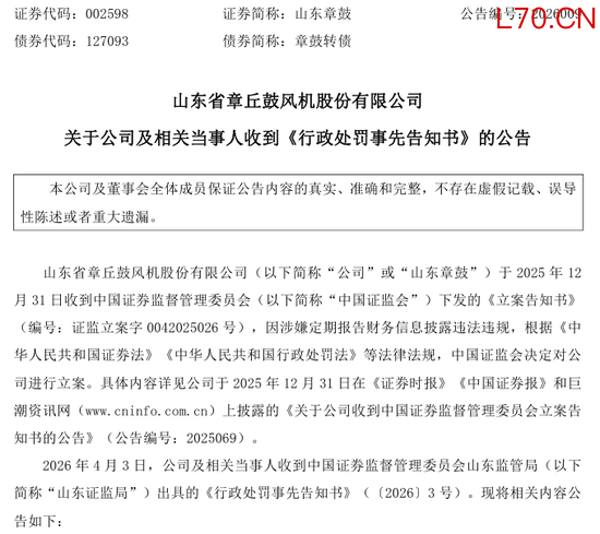 财务造假！002598将被ST