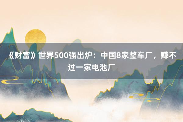 《财富》世界500强出炉：中国8家整车厂，赚不过一家电池厂