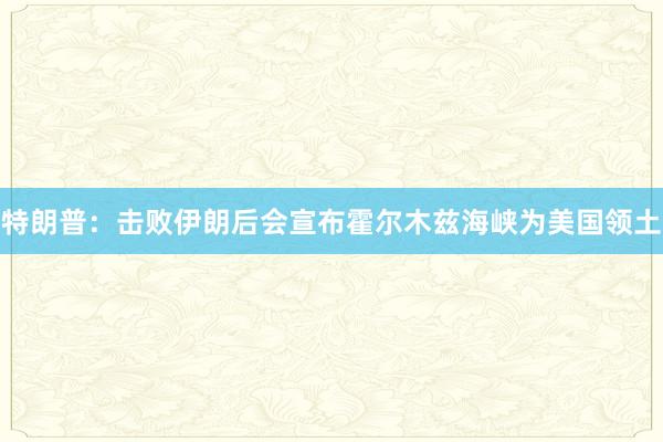 特朗普：击败伊朗后会宣布霍尔木兹海峡为美国领土
