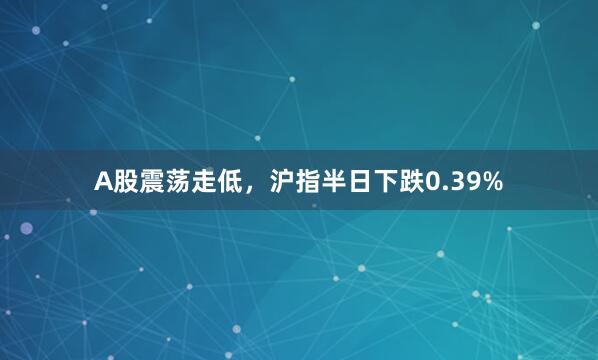 A股震荡走低，沪指半日下跌0.39%