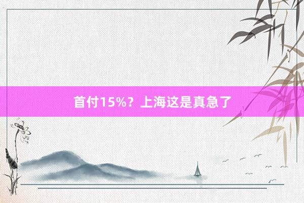 首付15%？上海这是真急了