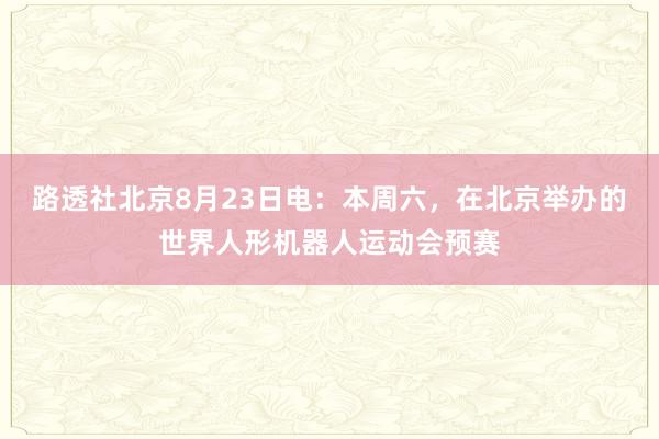 路透社北京8月23日电：本周六，在北京举办的世界人形机器人运动会预赛