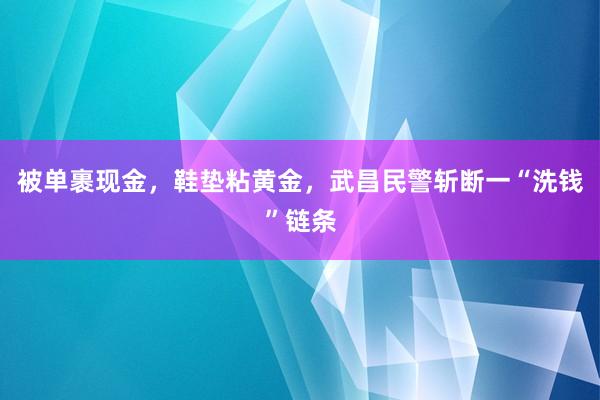 被单裹现金，鞋垫粘黄金，武昌民警斩断一“洗钱”链条