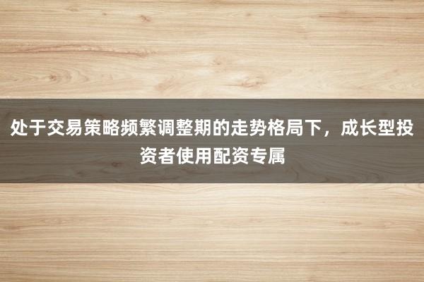 处于交易策略频繁调整期的走势格局下，成长型投资者使用配资专属