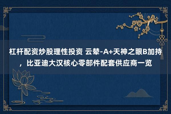 杠杆配资炒股理性投资 云辇-A+天神之眼B加持，比亚迪大汉核心零部件配套供应商一览