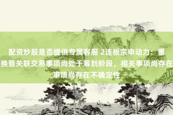 配资炒股是否提供专属客服 2连板宗申动力：重大资产置换暨关联交易事项尚处于筹划阶段，相关事项尚存在不确定性