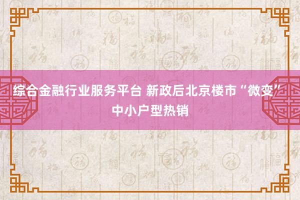 综合金融行业服务平台 新政后北京楼市“微变” 中小户型热销