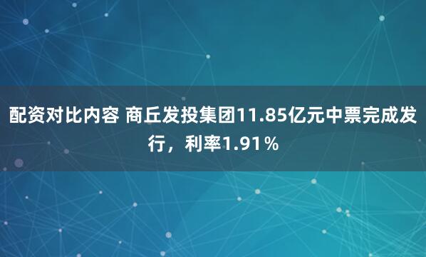 配资对比内容 商丘发投集团11.85亿元中票完成发行，利率1.91％