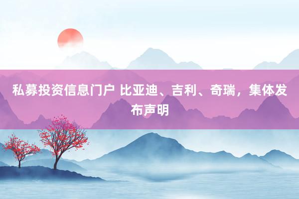 私募投资信息门户 比亚迪、吉利、奇瑞，集体发布声明
